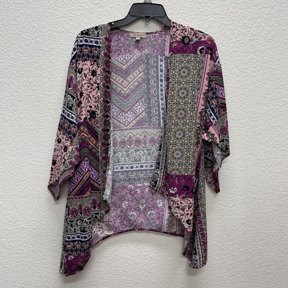 Wonderly Girls Kimono Cardigan Small Open Front Pink Purple Black White BOHO